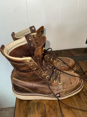 Men's Brown Leather Work Boots - Classic Lace-Up